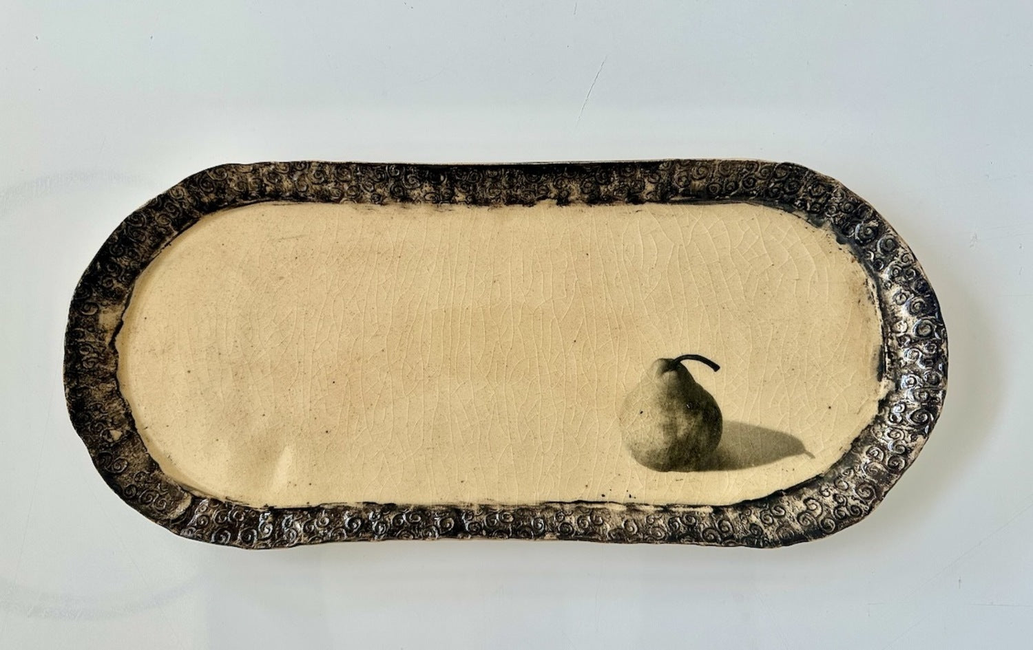 Oval Platter with Pear