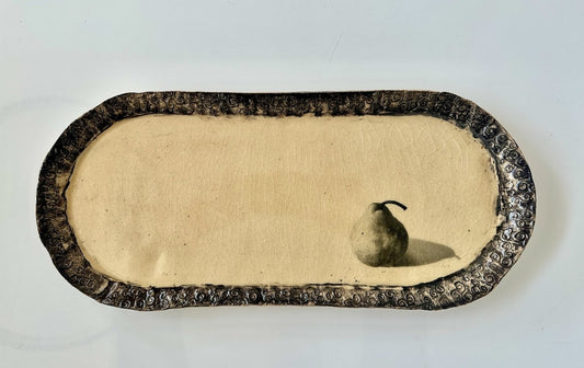 Oval Platter with Pear